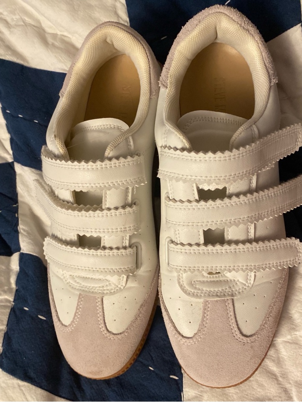 Steve Madden White Sneakers with Blush Suede Toe